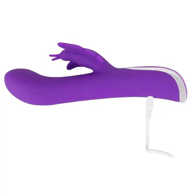 Sweet Smile - Rechargeable Rotating Vibrator. Rotacyjny wibrator ze stymulatorem łechtaczki w kształcie motylka, 10 trybów wibracji i 3 prędkości rotacji