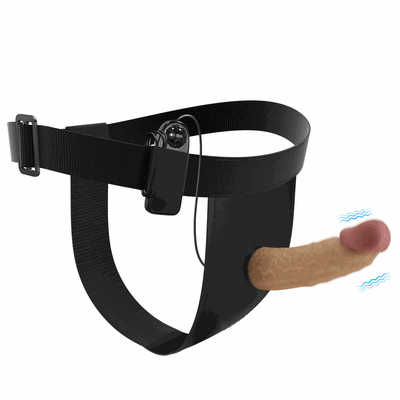Pretty Love - Draven Vibrating Harness Briefs. Męska uprząż strapon, wibrująca i przedłużająca penisa nakładka na penisa o realistycznym kształcie