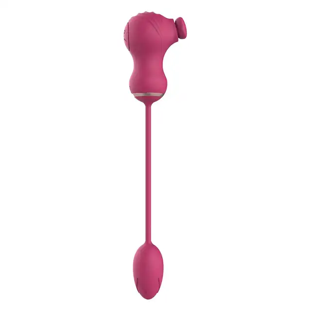 Dreamtoys - Flexible Dual Stimulator. Niesamowity różowy pulsujący stymulator łechtaczki z wibrującym jajeczkiem, podwójna przyjemność
