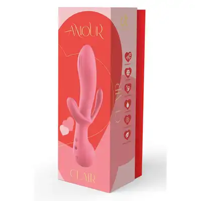 Amour – Triple Pleasure Vibe Claire. Różowy, potrójny wibrator do stymulacji waginalnej, analnej oraz łechtaczkowej