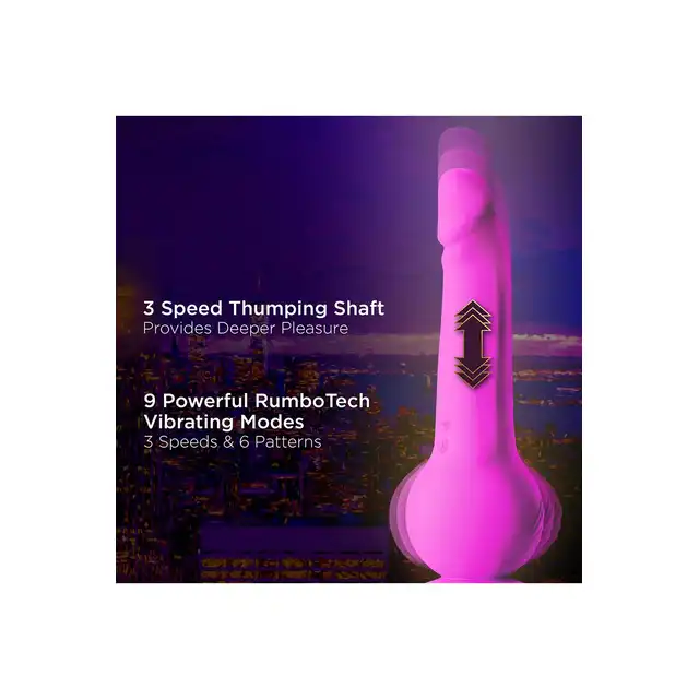 Blush - Impressions New York Gyroquake Dildo Purple. Ruchomy wibrator o realistycznym designie i ekscytujących funkcjach ruchu posuwistego i wibracji
