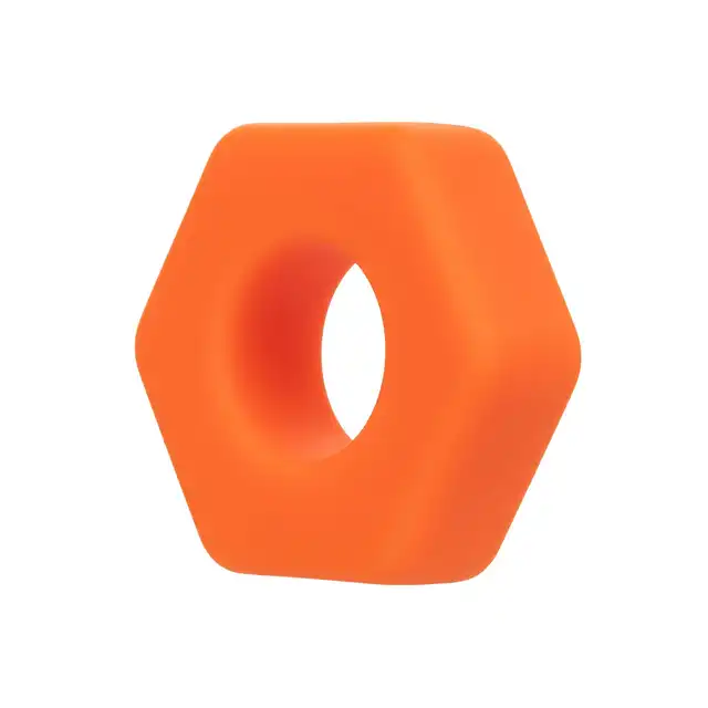 Calexotics - Alpha Prolong Sexagon Ring - pomarańczowy ring na penisa, który poprawi Twoja erekcję!