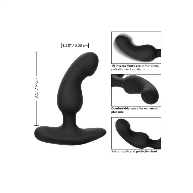 CalExotics - Rechargeable Curved Probe. Wibrujący stymulator prostaty z wyjątkową i ergonomiczną krzywizną, gładki wodoodporny materiał