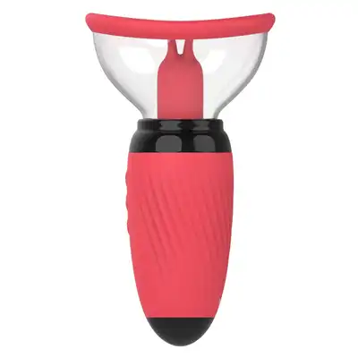 B-Series - Sucking Pump Red USB. Niesamowity czerwony stymulator z trybem lizania i pompka w jednym. 