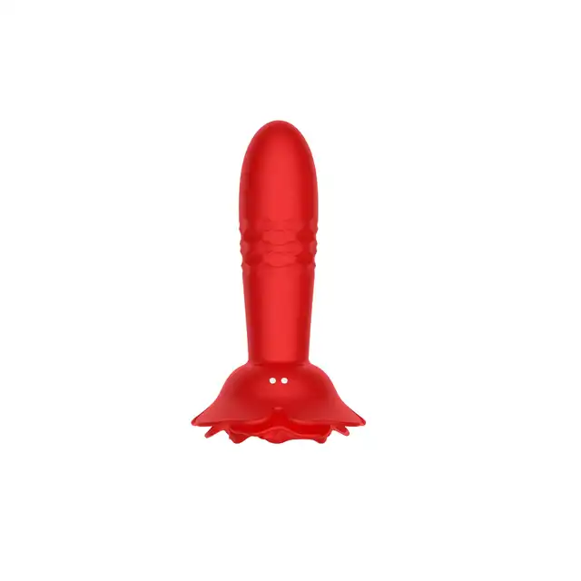 Boys Series - Rose Thrusting Anal Plug. Wibrujący korek analny z funkcją ruchu posuwistego, elegancki design róży