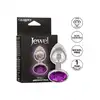 CalExotics - Jewel Small Amethyst Plug. Korek analny o bezszwowej metalowej konstrukcji z fioletowym kryształkiem w podstawie