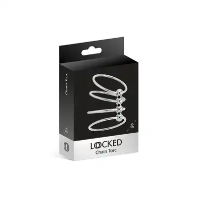 Locked - Chain Torc 45 mm. Stalowe ringi na penisa ze stymulującymi kuleczkami, maksymalne wzmocnienie i podtrzymanie erekcji dla wzmocnionej satysfakcji
