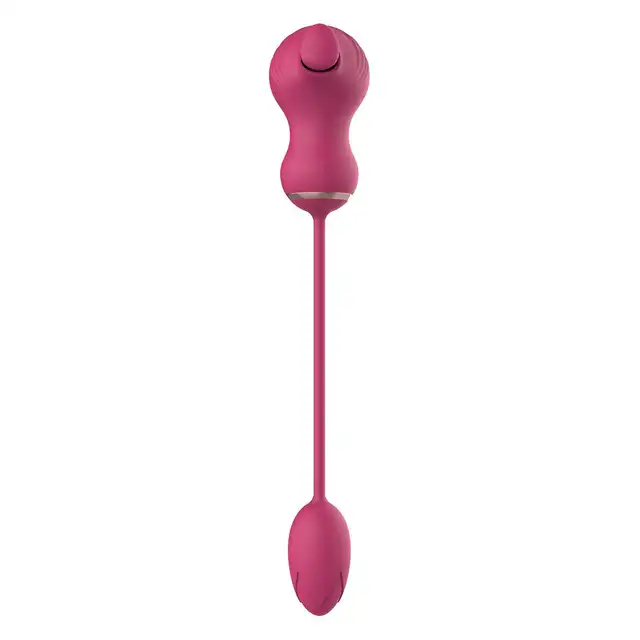 Dreamtoys - Flexible Dual Stimulator. Niesamowity różowy pulsujący stymulator łechtaczki z wibrującym jajeczkiem, podwójna przyjemność