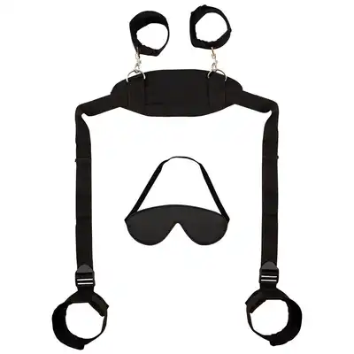 Bad Kitty - Neck Wrist Ankle Restraint. Rozbudowany zestaw do krępowania, połącz ze sobą szyję, dłonie oraz stopy dla maksymalnego zniewolenia