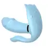 B-Series - Cat Triple Wearable Vibrator. Potrójny jasnoniebieski wibrator do stymulacji waginalnej, łechtaczkowej i analnej. Potrójna zabawa, potrójny orgazm. 