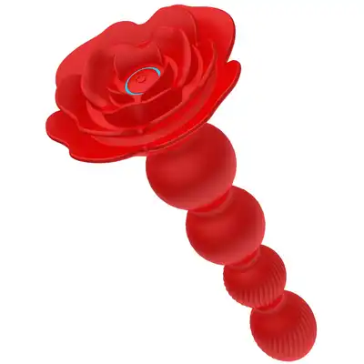 Boys Series - Flower Rose Rotating Anal Beads. Wibrujące koraliki analne na pilota z innowacyjną funkcją obrotową, elegancki design róży