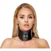 Bad Kitty - Collar black. Szeroka, skórzana obroża z ringiem do przypięcia smyczy, doskonale podkreśla uległość i pokorę w estetycznym stylu