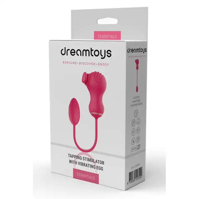 Dreamtoys - Flexible Dual Stimulator. Niesamowity różowy pulsujący stymulator łechtaczki z wibrującym jajeczkiem, podwójna przyjemność