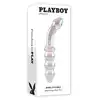 Playboy - Jewels Double. Podwójne dildo szklane z opalizującym wykończeniem, idealne do stymulacji punktu G i P