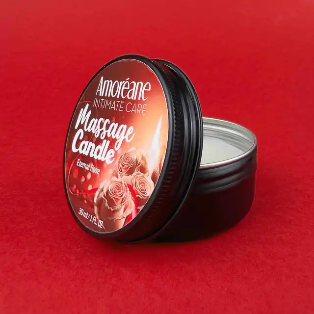 Amoreane - Massage Candle Eternal Rose. Świeca do masażu o świeżym zapachu różanym, baza z oleju sojowego nawilży oraz zregeneruje skórę