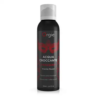 Orgie - Acqua Croccante Strawberry Crunchy Mousse 150 ml. Nawilżający mus do masażu ciała o słodkim zapachu truskawki, dostarcza uczucie chrupiącego musowania