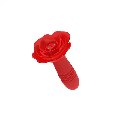 Boys Series - Rose Thrusting Anal Plug. Wibrujący korek analny z funkcją ruchu posuwistego, elegancki design róży