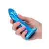 CalExotics - Twisted Probe Blue. Gładkie silikonowe dildo o delikatnej krzywiźnie do dokładniejszej stymulacji, przyssawka w podstawie