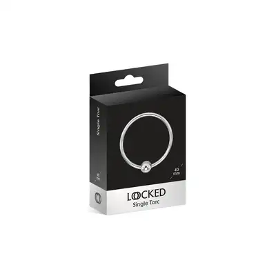 Locked - Single Torc 40mm. Pojedynczy pierścień erekcyjny ze stymulującą kuleczką, wykonany ze stali nierdzewnej do zwiększenia przyjemności