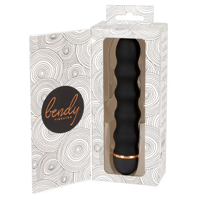 Bendy - Wavy Vibrator Black. Elastyczny wibrator rowkowy z miękką fakturą, 20 trybami wibracji, oferujący intensywną stymulację