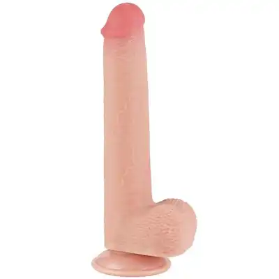 LoveToy - 9'' Sliding Skin Dual Layer Dong Flesh. Realistyczne dildo o żylastym trzonie i zarysowanej żołędzi, mocna przyssawka i podwójna gęstość materiału