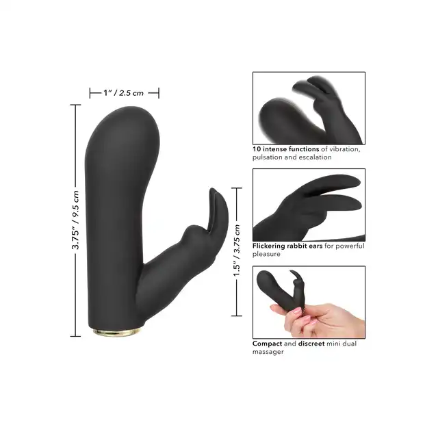 CalExotics - Raven Bunny. Mini wibrator podwójny z króliczkiem do łechtaczki, zanurz się w rozkoszach podwójnej stymulacji 