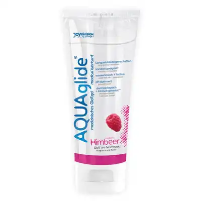 Aqua Glide - Raspberry 100ml. Lubrykant na bazie wody o aromacie maliny, zapewnia nawilżenie i większą intensywność doznań