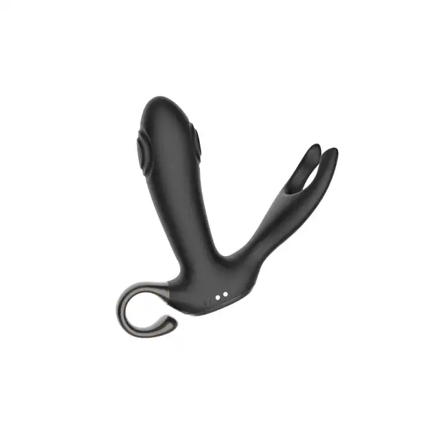 B-Series - Dual Tapping Anal Vibrator USB. Czarny silikonowy masażer prostaty z możliwością stymulacji jąder. Niesamowite doznania