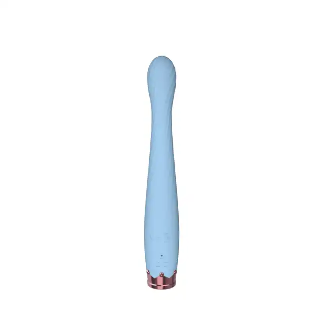 Bseries -  Dual Vibrator Light Blue. Smukły wibrator do stymulacji punktu G i łechtaczki, podwójna stymulacja 