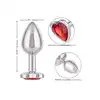 CalExotics - Jewel Small Ruby Heart Plug. Metalowy korek analny z czerwonym serduszkiem w podstawie, wtyczka o zaokrąglonym kształcie
