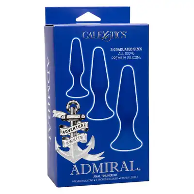 Admiral - Anal Trainer Kit. Zestaw 3 silikonowych korków analnych o zwężanym kształcie z przyssawą, doskonałe narzędzia do rozwoju analnej przyjemności