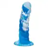 CalExotics - Twisted Ribbed Probe Blue. Silikonowe dildo w niebieskim kolorze z przyssawką w podstawie, zapewniające eksplorację pełną stymulacji