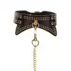 Taboom - Studded Collar and Leash. Czarną obroża ze smyczą, zdobiona złotymi ćwiekami, zapewnia nie tylko stylową, ale także komfortową i intymną powściągliwość