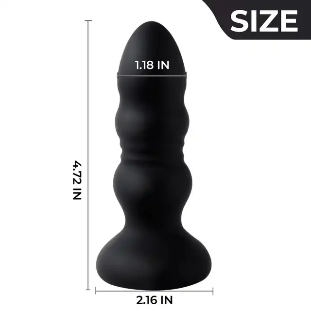 Boys Series - Lighting Thrusting Anal Plug. Wibrujący korek analny na pilota, funkcja ruchu posuwistego z światełkiem led w podstawie