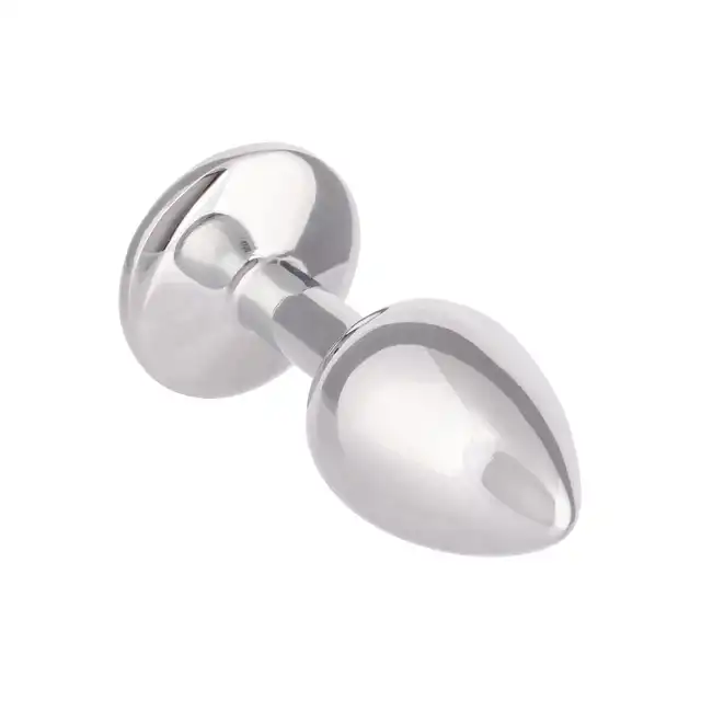 CalExotics - Jewel Small Rose Plug. Niewielki korek analny z różowym kryształkiem, srebrny i gładki plug o opływowym kształcie
