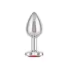 CalExotics - Jewel Small Ruby Heart Plug. Metalowy korek analny z czerwonym serduszkiem w podstawie, wtyczka o zaokrąglonym kształcie