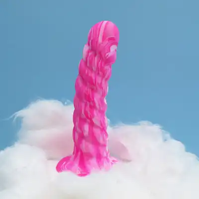 CalExotics - Twisted Ribbed Probe Pink. Silikonowe żebrowane różowe dildo z przyssawką w podstawie, eksploruj żebrowaną przyjemność