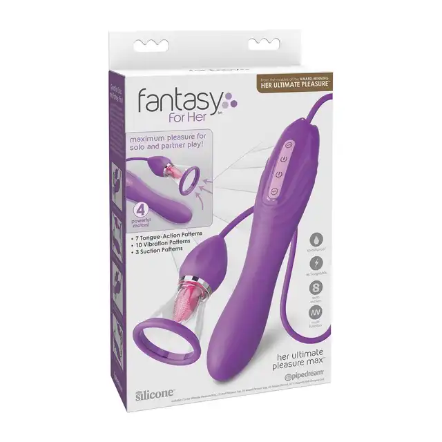 Pipedream - Ultimate Pleasure Max. Innowacyjna zabawka, zapewnia oszałamiającą stymulację oralną i wewnętrzną dzięki funkcji ssania, potężnym silnikom oraz zmotoryzowanemu językowi