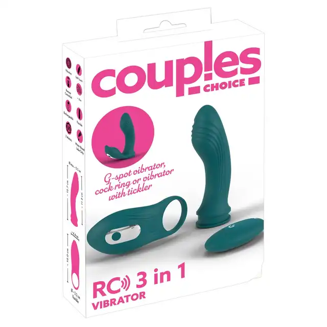 Couples Choice - RC 3in1 Vibrator. Zestaw wibrator do punktu G i ring erekcyjny, możliwość połączenia w cudowny stymulator podwójny, sterowanie za pomocą pilota