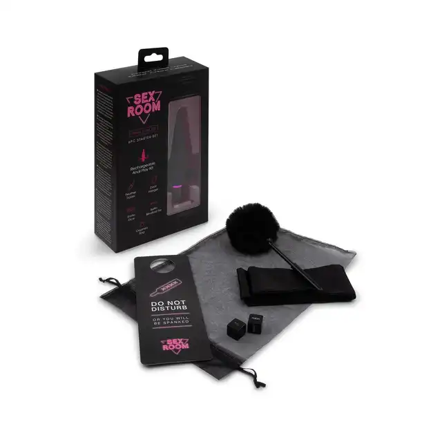 Sex Room - Anal Play Kit. 6-częściowy zestaw do zabaw analnych z czarnym plugiem wibrującym. Nowe spektrum wrażeń 