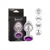 CalExotics - Jewel Large Amethyst Plug. Metalowy korek analny o bezszwowej opływowej konstrukcji z fioletowym kryształkiem w podstawie