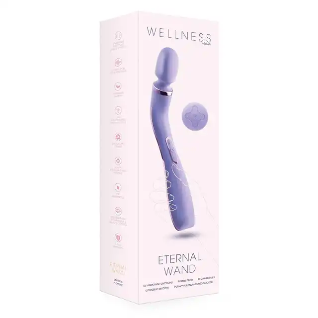 Wellness - Eternal Wand Purple. Silikonowa, lawendowa magiczna różdżka na pilota bezprzewodowego. Niesamowite doznania z 10 trybami wibracji