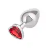 CalExotics - Jewel Large Ruby Heart Plug. Metalowy korek analny z czerwonym serduszkiem w podstawie, wtyczka o zaokrąglonym kształcie