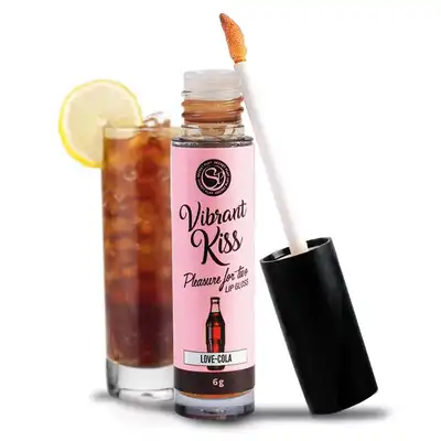 Secret Play - Lip Gloss Vibrant Kiss Cola. Stymulujący błyszczyk o orzeźwiającym smaku coli, fale wibracyjne wywołujące mrowienie, pobudza zmysły i zwiększ przyjemność