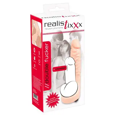Realistixxx - Double Fucker. Realistyczny strapon męski z ringiem na penisa, idealne dopasowanie do komfortowej podwójnej stymulacji