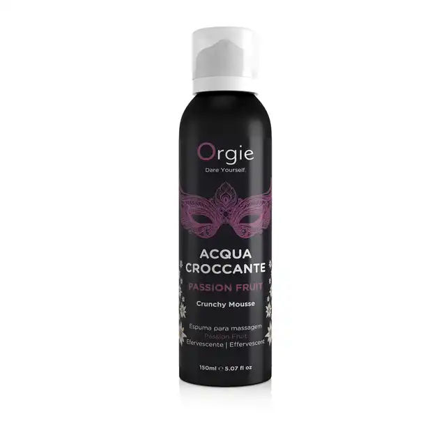 Orgie - Acqua Croccante Passion Fruit Crunchy Mousse 150 ml. Nawilżający mus do masażu ciała o zmysłowym zapachu marakui, dostarcza uczucie chrupiącego musowania
