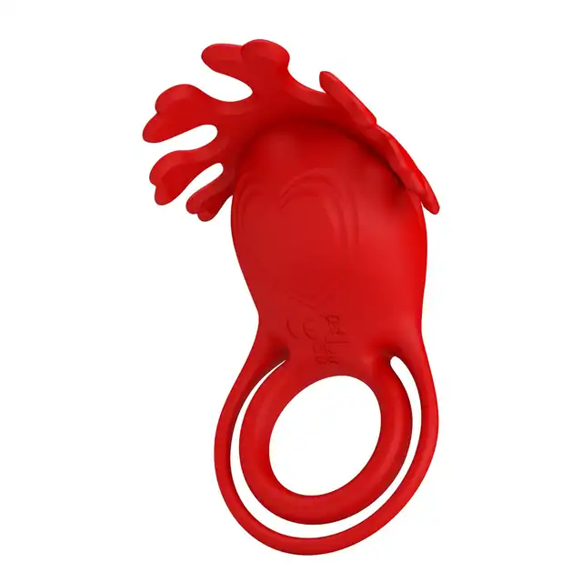 Pretty Love - Rubin Vibrant Penis Ring. Podwójny wibrujący ring na penisa ze stymulatorem łechtaczki w kształcie serc, genialny walentynkowy gadżet