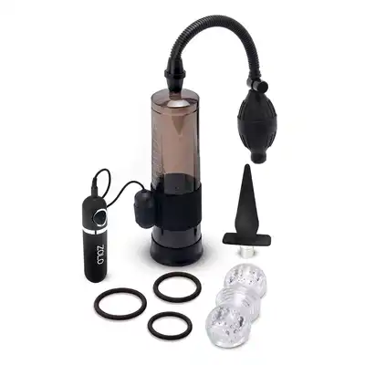 Zolo - 6 Piece Ultimate Performance Set - zestaw powiększający! Pompka, ringi, masturbator