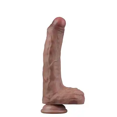 LoveToy - Nature Cock 8,5" Brown. Dildo o realistycznym designie, posiadające żylasty trzon i zarysowaną żołądź, wyposażone w mocną przyssawkę i wykonane z materiału o podwójnej gęstości
