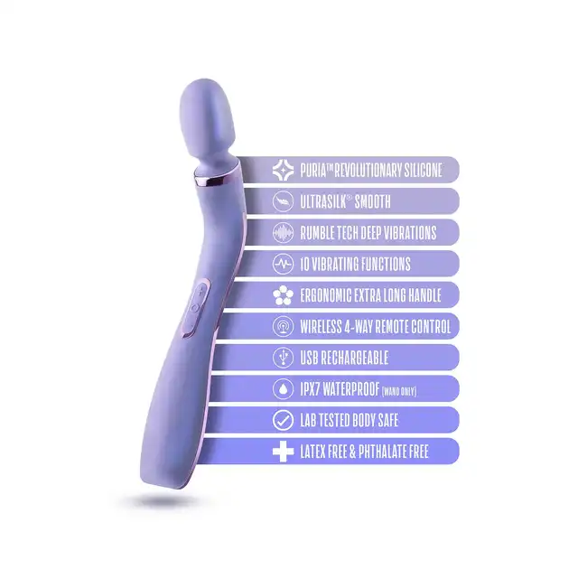 Wellness - Eternal Wand Purple. Silikonowa, lawendowa magiczna różdżka na pilota bezprzewodowego. Niesamowite doznania z 10 trybami wibracji